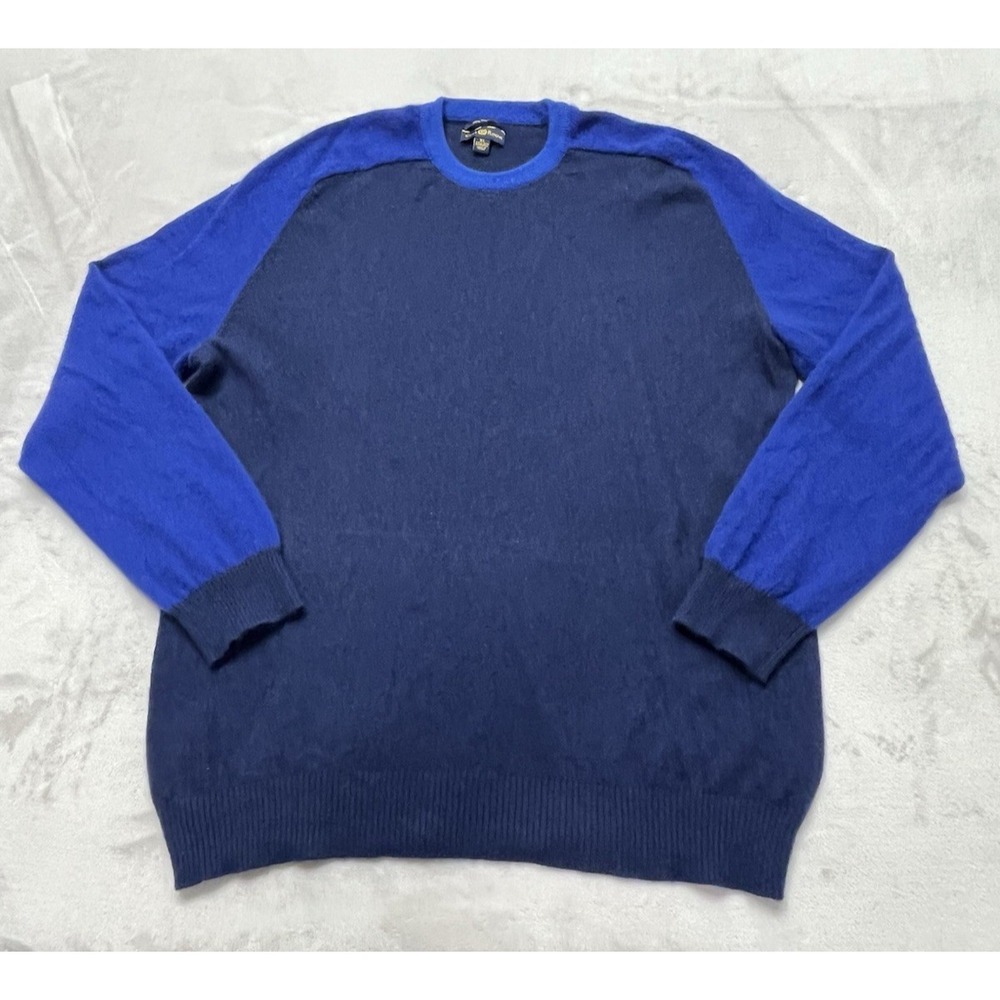Club Room 2 Ply Cashmere Sweater Men XL Navy Crew Neck Knit Stretch Soft Preppy